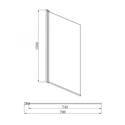 AQ DEL SBA 08015GM Шторка на ванну, одноэлементная, поворотная 800X1500 профиль оружейная сталь, стекло прозрачное