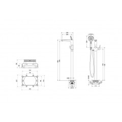 AQ1145BGM БЕТТА смеситель для ванны напольный (внешняя и скрытая часть), оружейная сталь (шлиф. черный хром)