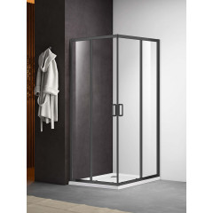 AQ ARI KV 08020GM Душевой уголок квадратный, двери раздвижные 800x800x2000 профиль оружейная сталь, стекло прозрачное