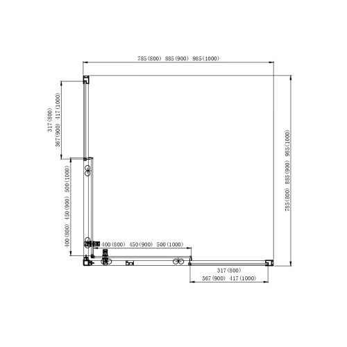 AQ ARI KV 08020GM Душевой уголок квадратный, двери раздвижные 800x800x2000 профиль оружейная сталь, стекло прозрачное