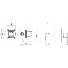 AQ1266MB ОБЕРОН смеситель для душа 1 режим (внешняя и скрытая часть), матовый черный