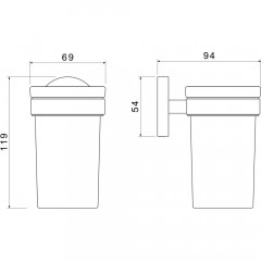 AQ4104BGM ЕВРОПА стакан с держателем, оружейная сталь (шлиф. черный хром)