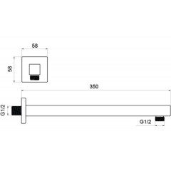 AQ2175CR держатель верхнего душа настенный 350 мм