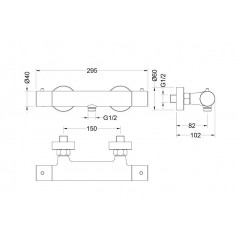 AQ1363BGM ЕВРОПА термостатический смеситель для душа, оружейная сталь (шлиф. черный хром)