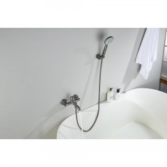 AQ1349BGM ЕВРОПА смеситель для ванны с душевым набором 3jet, оружейная сталь (шлиф. черный хром)