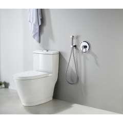 AQ1519CR КЛАССИК набор с гигиеническим душем (смеситель + гигиеническая лейка + шланг + шланговое подсоединение с держателем)