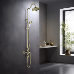 AQ2563PG КЛАССИК термостатическая душевая система (смеситель для душа) 220мм, полир. золото
