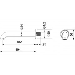 AQ1541PG КЛАССИК излив для ванны 182 мм, полир. золото