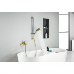 AQ1748BG ЛУГАНО смеситель для ванны с душевым гарнитуром 3jet, шлиф. золото