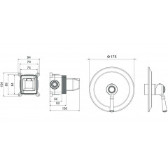 AQ1566PG КЛАССИК смеситель для душа 1 режим (внешняя и скрытая часть), полир. золото