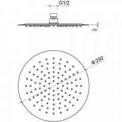AQ2073BG круглый верхний душ 250*2 мм, шлиф. золото