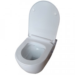 AQ0700-01 ПОЛАРИС унитаз подвесной безободковый, белый 360*518*360 мм, крышка-сиденье с механизмом плавного закрывания из дюропласта, крепеж