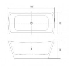 AQ-4777 ВЕРСА Ванна акриловая, отдельностоящая, 1700*780*630. В комплекте со сливом и ножками. Цвет белый глянцевый.