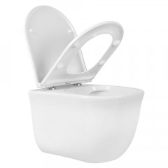 AQ1112-00 КЛАССИК Унитаз подвесной компакт безободковый 490*365*340, тонкое сиденье с механизмом плавного закрывания, крепеж