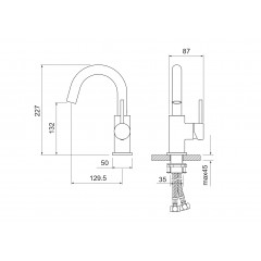 AQ1307BGM ЕВРОПА смеситель для раковины, без донного клапана, оружейная сталь (шлиф. черный хром)
