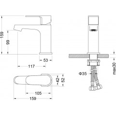 AQ1210CR ОБЕРОН смеситель для раковины 98, без донного клапана