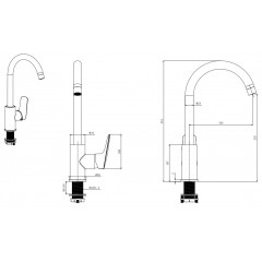 AQ1082MB ВЕГА смеситель для кухни (полукруглый излив), матовый черный