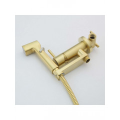 AQ1819BG НИКА комплект для гигиенического душа встроенный (смеситель + гигиеническая лейка + шланг), шлиф.золото
