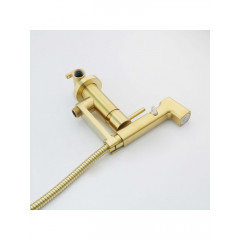 AQ1819BG НИКА комплект для гигиенического душа встроенный (смеситель + гигиеническая лейка + шланг), шлиф.золото