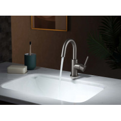 AQ1307BGM ЕВРОПА смеситель для раковины, без донного клапана, оружейная сталь (шлиф. черный хром)