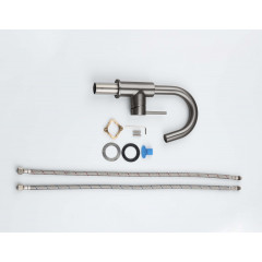 AQ1307BGM ЕВРОПА смеситель для раковины, без донного клапана, оружейная сталь (шлиф. черный хром)