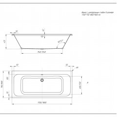 Ванна Мия прямоугольная 180*80см с центральным сливом