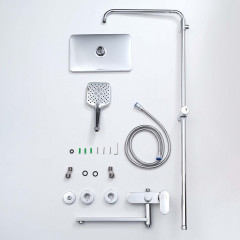 AQ2840CR НИКА душевая система (смеситель для ванны) 3 jet 300х193 мм с длинным изливом