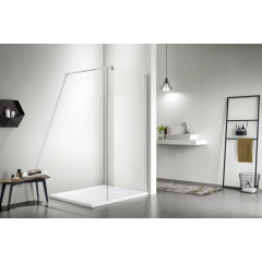 AQ WIW 09020CH Душевая перегородка Walk in с держателем 900x2000 профиль хром, стекло прозрачное