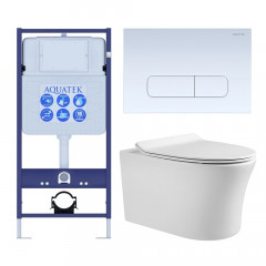 SET AQUATEK НИКА-013 4в1 (рама AQUATEK Standard INS-0000012+крепеж KKI-0000002+клавиша KDI-0000013+унитаз НИКА AQ2009-00 с тонким сиденьем soft-close)