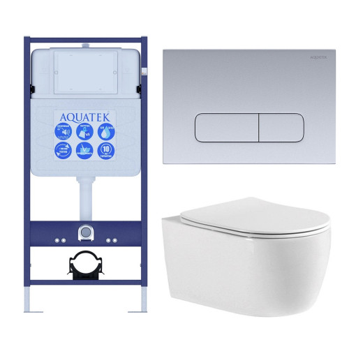 SET AQUATEK ЕВРОПА cmp014 (рама AQUATEK Standard INS-0000012, клавиша KDI-0000014, крепеж KKI-0000002+унитаз ЕВРОПА AQ1106-00 с тонким сиденьем sc)