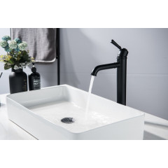 AQ1504MB КЛАССИК смеситель для раковины высокий 235, без донного клапана, матовый черный