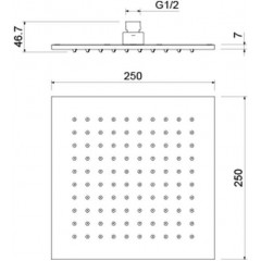 AQ2076MB квадратный верхний душ 250*250*7 мм, матовый черный
