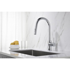 AQ1384CR ЕВРОПА смеситель для кухни с вытяжным изливом 2 jet