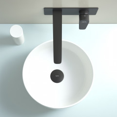 AQ1113MB БЕТТА смеситель для раковины настенный (внешняя и скрытая часть), матовый черный