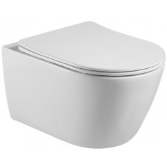 AQ1253W-00 БЕТТА Унитаз подвесной безободковый 531*360*344мм, тонкое сиденье с механизмом плавного закрывания, крепеж
