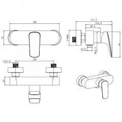 AQ1060MB ВЕГА смеситель для душа, матовый черный