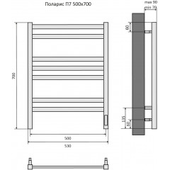 Поларис П7 500х700 электрический (quick touch) Полотенцесушитель Aquatek (черный муар)