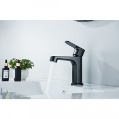 AQ1210MB ОБЕРОН смеситель для раковины 98, без донного клапана, матовый черный