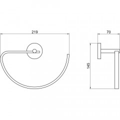 AQ4621BGM БЕТТА полотенцедержатель овальный, оружейная сталь (шлиф. черный хром)
