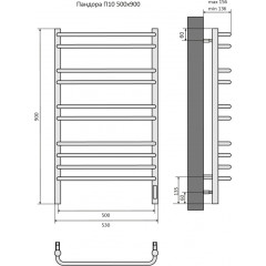 Пандора П10 500х900 электрический (quick touch) Полотенцесушитель Aquatek (черный муар)