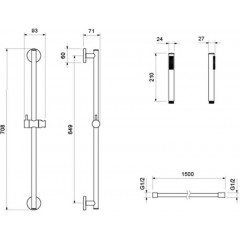 AQ2012MB ЕВРОПА душевой гарнитур 1jet 65 см, матовый черный