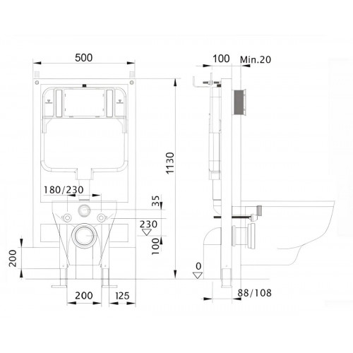 SET AQUATEK МИЯ-MB-025 4в1 (рама AQUATEK Standard INS-0000020+ крепеж KKI-0000002+клавиша KDI-0000025+унитаз AQ2004-MB с тонким сиденьем soft-close