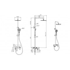 AQ2040MB ВЕГА душевая система (смеситель для ванны) 3jet 250мм, матовый черный