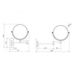 AQ4910BGM зеркало косметическое настенное 3х, оружейная сталь (шлиф. черный хром)