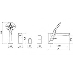 AQ1148MB БЕТТА смеситель на борт ванны на 4 отв., матовый черный