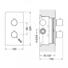 AQ1392BGM ЕВРОПА термостатический смеситель для ванны 2 режима (внешняя и скрытая часть), оружейная сталь (шлиф. черный хром)