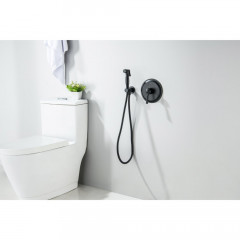 AQ1519MB КЛАССИК набор с гигиеническим душем (смеситель + гигиеническая лейка + шланг + шланговое подсоединение с держателем), матовый черный