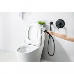 AQ1519MB КЛАССИК набор с гигиеническим душем (смеситель + гигиеническая лейка + шланг + шланговое подсоединение с держателем), матовый черный