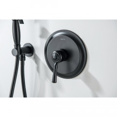 AQ1519MB КЛАССИК набор с гигиеническим душем (смеситель + гигиеническая лейка + шланг + шланговое подсоединение с держателем), матовый черный
