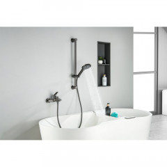 AQ1748BGM ЛУГАНО смеситель для ванны с душевым гарнитуром 3jet, оружейная сталь (шлиф. черный хром)